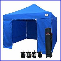 10'x10' Ez Pop Up Canopy Tent Commercial Instant Shelter, with 4 Blue