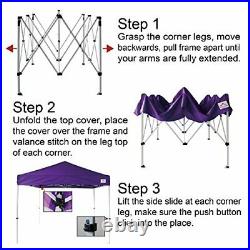 10'x10' Ez Pop Up Canopy Tent Commercial Instant Shelter, with 4 Blue