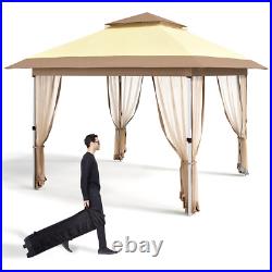 10'x10' Gazebo Outdoor Pop up Canopy Tent with Curtains and Mosquito Netting