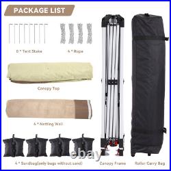 10'x10' Gazebo Outdoor Pop up Canopy Tent with Curtains and Mosquito Netting