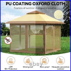 10'x10' Gazebo Outdoor Pop up Canopy Tent with Curtains and Mosquito Netting
