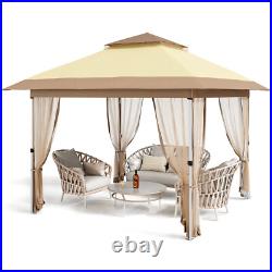 10'x10' Gazebo Outdoor Pop up Canopy Tent with Curtains and Mosquito Netting