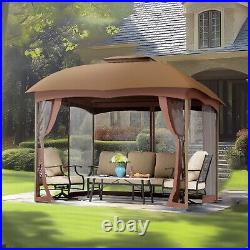 10' x10' Outdoor Canopy Shelter Patio Gazebo Tent with Mosquito Netting Sidewall