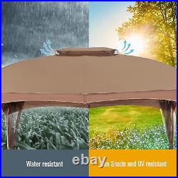 10' x10' Outdoor Canopy Shelter Patio Gazebo Tent with Mosquito Netting Sidewall