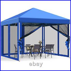 10'x10' Outdoor Pop Up Canopy Party Tent Garden Patio Gazebo With Mosquito Netting
