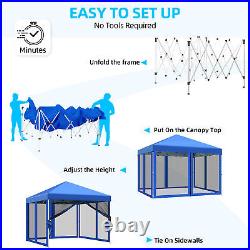 10'x10' Outdoor Pop Up Canopy Party Tent Garden Patio Gazebo With Mosquito Netting