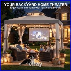 10'x10'Patio Gazebo Canopy Tent withRemovable Netting & J-Shaped Ceiling Hook