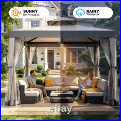 10'x10'Patio Gazebo Canopy Tent withRemovable Netting & J-Shaped Ceiling Hook