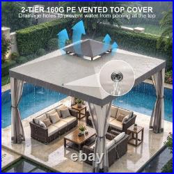 10'x10'Patio Gazebo Canopy Tent withRemovable Netting & J-Shaped Ceiling Hook