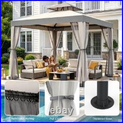 10'x10'Patio Gazebo Canopy Tent withRemovable Netting & J-Shaped Ceiling Hook