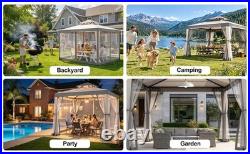 10'x10'Patio Gazebo Canopy Tent withRemovable Netting & J-Shaped Ceiling Hook