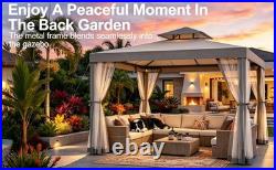 10'x10'Patio Gazebo Canopy Tent withRemovable Netting & J-Shaped Ceiling Hook
