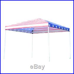10'x10' Patio Pop up Party Tent Canopy With Mosquito Net US Flag Gazebo Sidewall