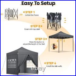 10'x10' Pop Up Canopy Heavy Duty Waterproof UPF 50+ Party Tent with 4 Sidewalls