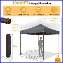 10'x10' Pop Up Canopy Heavy Duty Waterproof UPF 50+ Party Tent with 4 Sidewalls