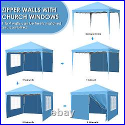 10'x10' Pop Up Canopy Tent Outdoor Folding Gazebo Wedding Shelter With 4 Sidewalls
