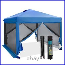 10'x10' Pop Up Canopy Tent Portable Shade Canopy with Mesh Mosquito Netting