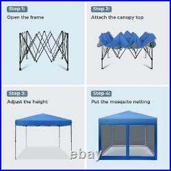 10'x10' Pop Up Canopy Tent Portable Shade Canopy with Mesh Mosquito Netting