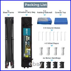 10'x10' Pop Up Canopy Tent Portable Shade Canopy with Mesh Mosquito Netting