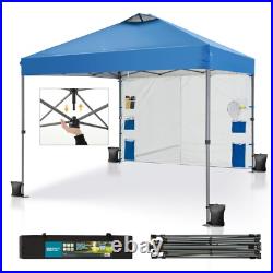 10'x10' Pop Up Canopy Tent Portable Shade Canopy with Sidewall for Patio Beach