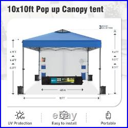 10'x10' Pop Up Canopy Tent Portable Shade Canopy with Sidewall for Patio Beach