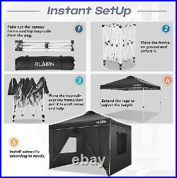 10'x10' Pop Up Canopy Tent RLAIRN Instant Gazebo Canopy+4 Sidewalls UPF50+ hu12