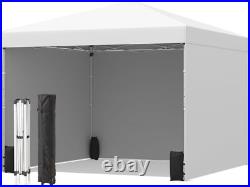 10'x10' Pop Up Canopy Tent with 3 Sidewall, Portable Shelter Gazebo Camping White