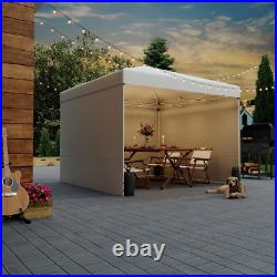 10'x10' Pop Up Canopy Tent with 3 Sidewall, Portable Shelter Gazebo Camping White