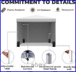 10'x10' Pop Up Canopy Tent with 3 Sidewall, Portable Shelter Gazebo Camping White