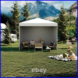 10'x10' Pop Up Canopy Tent with 3 Sidewall, Portable Shelter Gazebo Camping White