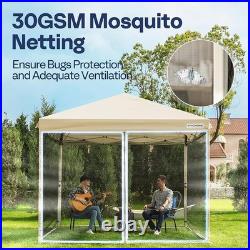 10'x10' Pop Up Canopy Tent with Mesh Netting UV Outdoor Gazebo Adjustable Height