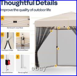 10'x10' Pop Up Canopy Tent with Mesh Netting UV Outdoor Gazebo Adjustable Height