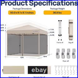 10'x10' Pop Up Canopy Tent with Mesh Netting UV Outdoor Gazebo Adjustable Height