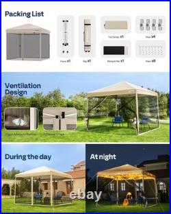10'x10' Pop Up Canopy Tent with Mesh Netting UV Outdoor Gazebo Adjustable Height