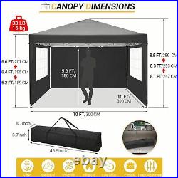 10'x10' Pop Up Commercial Instant Canopy Tent Outdoor Party Gazebo + 4 Sidewalls