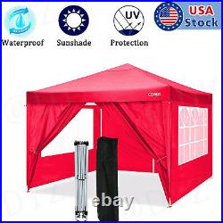 10'x10' Pop Up Commercial Instant Gazebo Tent, Fully Waterproof. With-4Sidewalls