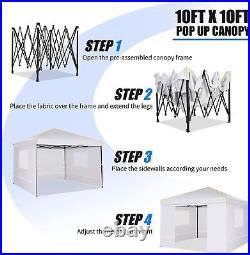 10'x10'Pop up Canopy Tent Enclosed Instant Gazebo Shelter with Sidewalls USA