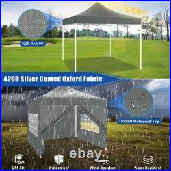 10'x10' Pop up Canopy Tent Heavy Duty Outdoor Instant Gazebo with 4 Sidewalls