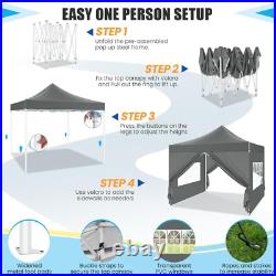10'x10' Pop up Canopy Tent Heavy Duty Outdoor Instant Gazebo with 4 Sidewalls