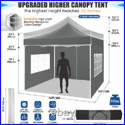 10'x10' Pop up Canopy Tent Heavy Duty Outdoor Instant Gazebo with 4 Sidewalls