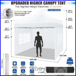 10'x10' Pop up Canopy Tent Heavy Duty Outdoor Instant Gazebo with 4 Sidewalls