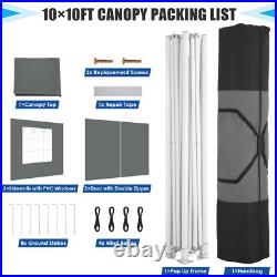 10'x10' Pop up Canopy Tent Heavy Duty Outdoor Instant Gazebo with 4 Sidewalls