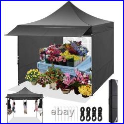 10'x10' Pop up Canopy Tent with Awning Heavy Duty Outdoor Vendors Party Gazebo