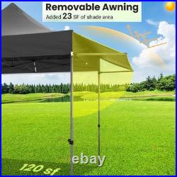 10'x10' Pop up Canopy Tent with Awning Heavy Duty Outdoor Vendors Party Gazebo