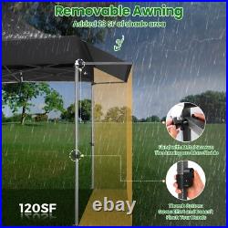 10'x10' Pop up Canopy Tent with Awning Heavy Duty Outdoor Vendors Party Gazebo