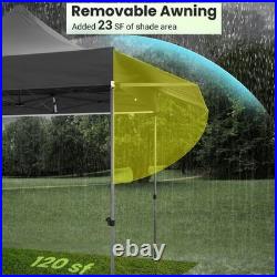 10'x10' Pop up Canopy Tent with Awning Heavy Duty Outdoor Vendors Party Gazebo