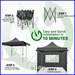 10'x10' Pop up Canopy Tent with Awning Heavy Duty Outdoor Vendors Party Gazebo