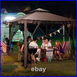 10'x10' Portable Gazebo Outdoor Aluminum Gazebo for Patio Heavy Duty Double Roof