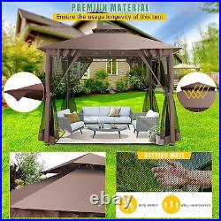 10'x10' Portable Gazebo Outdoor Aluminum Gazebo for Patio Heavy Duty Double Roof