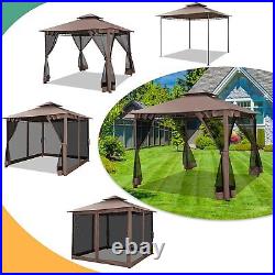 10'x10' Portable Gazebo Outdoor Aluminum Gazebo for Patio Heavy Duty Double Roof